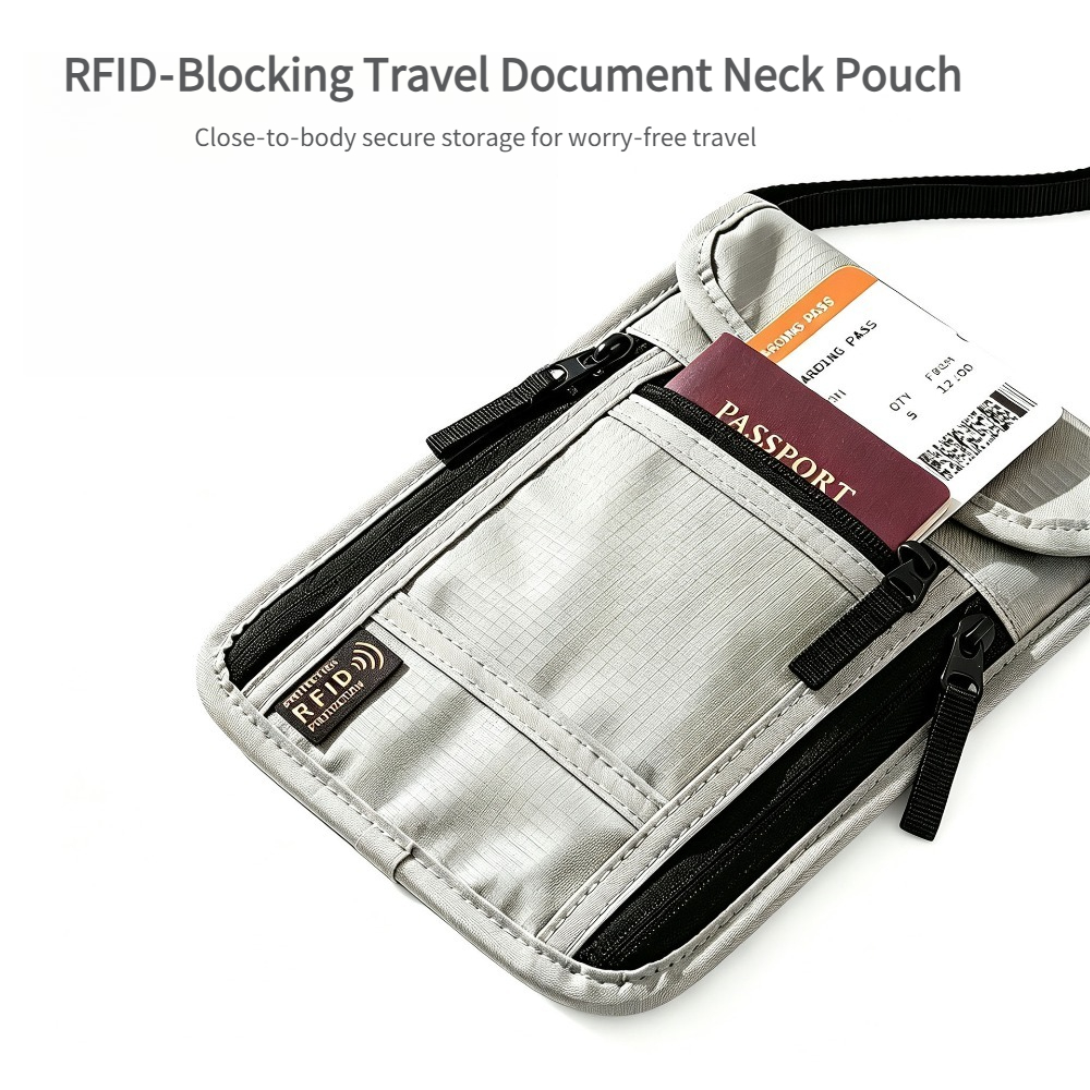 Card Top Loader - Carteira de Pescoço para Viagem, Porta-Passaporte